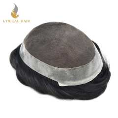 LYRICAL HAIR System French Lace Mens Hairpieces Toupee Poly Skin Around Men Hair Systems Realistic Human Hair Pieces For Men