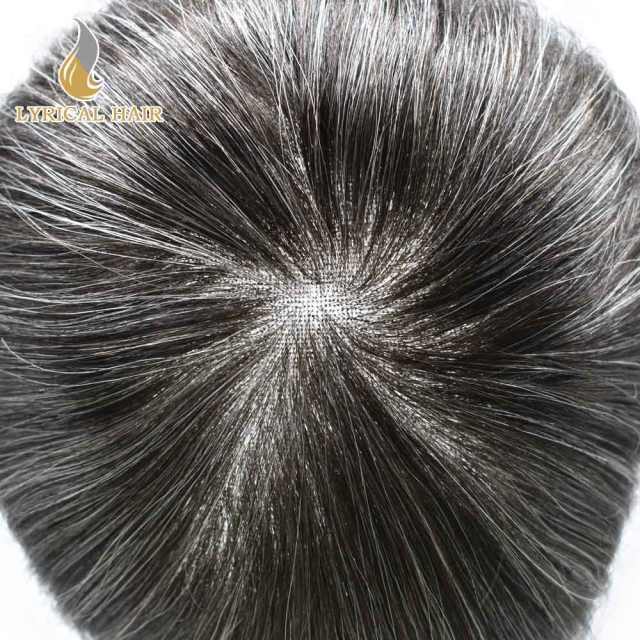 LYRICAL HAIR Mens Toupee Shop Mens Hairpiece Breathable Hair Replacement System Real Human Hair Mens Hair System French Lace Bleached Knots Natural Hairline