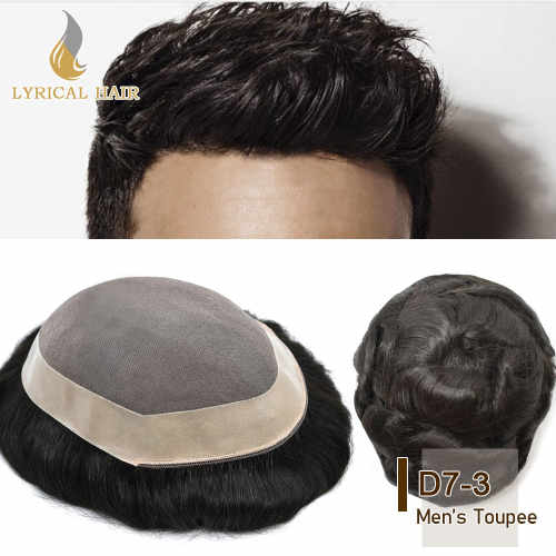 LYRICAL HAIR System for Men Replacement System Monofilament with Poly Coated Mens Toupee Folded Lace Front Natural Hairline Toupee for Men Non Surgical Hair Piece for Men