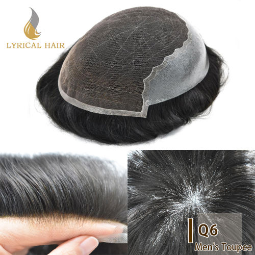 LYRICAL HAIR Mens Toupee Hair System For Men French Lace With PU Men's Hair Replacement System Hairpiece For Men Natural Hairline Bleached  Knots