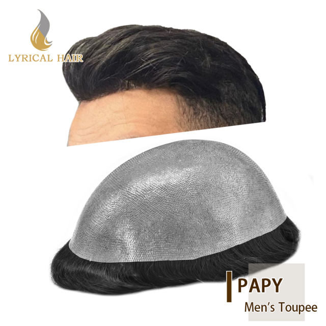 LYRICAL HAIR Men's Toupee Hair System For Men 0.12mm Thickness Skin Thin Skin  Men's Hairpieces Men's Hair Replacement System Natural Hairline