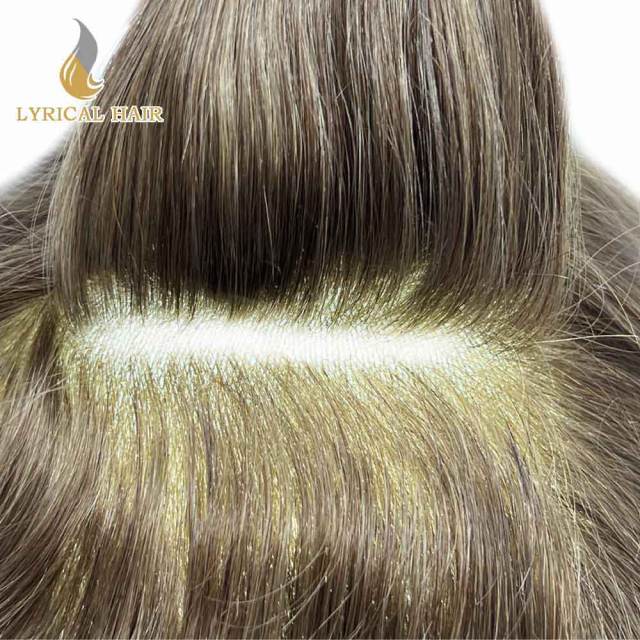 LyricalHair Lace Front Skin Hair System For Men 0.06mm Thin Skin Easy Wear Men's Toupee,Undetectable V-looped Cut-Away Base Men's Natural Prosthesise Hairpieces