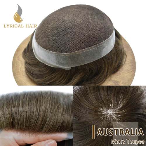 LYRICAL HAIR System French Lace Mens Hairpieces Toupee Poly Skin Around Men Hair Systems Realistic Human Hair Pieces For Men