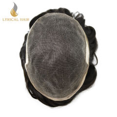 LYRICAL HAIR Durable Icon Fine Welded Mono Men's Toupee T-17 Natural Lace Front Invisible Knot Hairpiece 32mm Slight Wave Indian Hairpiece