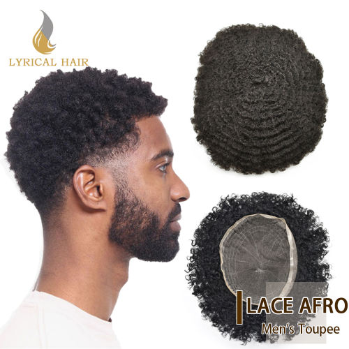 LYRICAL HAIR Afro Curly Toupee For Black Men African American Men's Hair System Full French Lace Hair Units for Black Men Afro Curls Men's Hairpieces 4mm 6mm 8mm 10mm 12mm 14mm