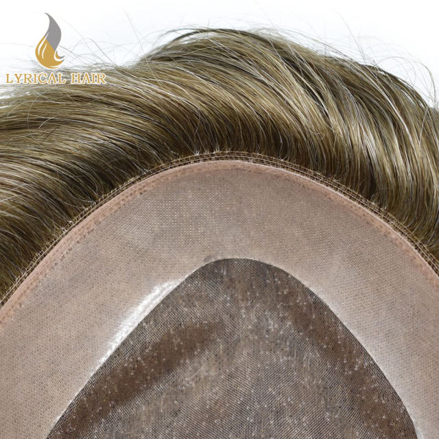 LYRICAL HAIR System for Men Hair Piece Monofilament with PU Coated Toupee for Men Human Hair Mens Replacement Folded Lace Front Natural Hairline Mens Toupee