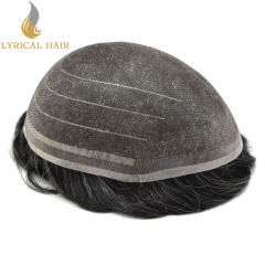 LYRICAL HAIR Non Surgical Hair Replacement for Men Hairpiece Full Super Fine Welded Monofilament Lace Mens Toupee Bleached Knots Front Men Hairpiece Soft Human Hair Toupee for Men Factory Price