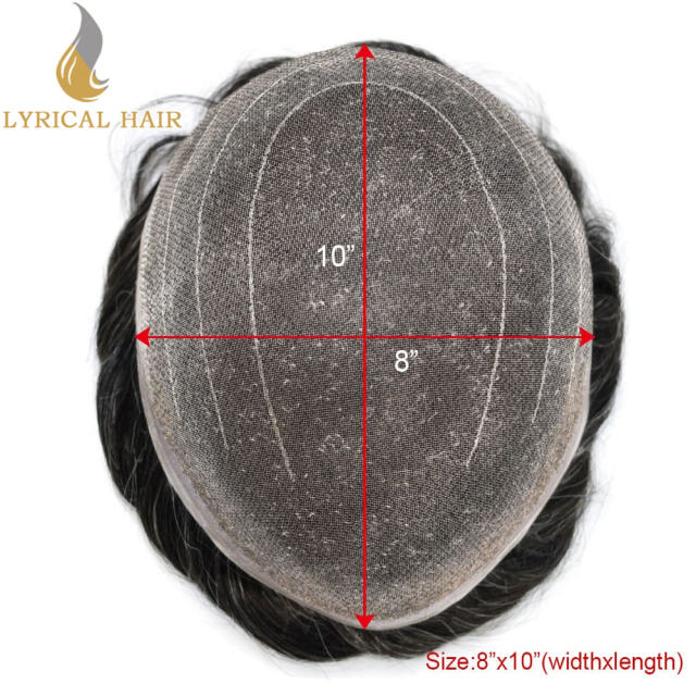 LYRICAL HAIR Non Surgical Hair Replacement for Men Hairpiece Full Super Fine Welded Monofilament Lace Mens Toupee Bleached Knots Front Men Hairpiece Soft Human Hair Toupee for Men Factory Price