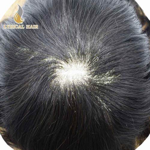 LYRICAL HAIR Mens Toupee Hair Replacement System for Men French Lace PU Coated Mens Hairpiece Center Lace Human Wigs for Men