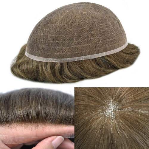 LYRICAL HAIR Men's Toupee Non Surgical Hair Replacement System Full French Lace Toupee for Men Hair Piece Bleached Knots Natural Hairline Men Hair System