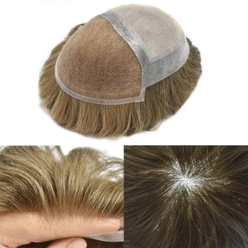 LYRICAL HAIR Toupee for Men Hair Replacement System Lace Front with Injected PU Skin Mens Toupee Natural Hairline Men Hairpiece Light Blonde Human Hair System for men