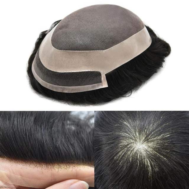 LYRICAL HAIR Mens Toupee Hair Replacement System for Men Lace Front  Fine Mono Human Hair Mens Hair pieces All Hand Tied Poly Skin