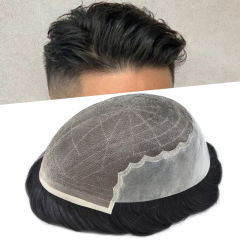 LYRICAL HAIR Mens Toupee Hair System For Men Super Fine Welded Monofilament Lace wIith Poly Mens Hair Replacement System Non-Surgical Hairpiece For Men Natural Hairline Bleached  Knots