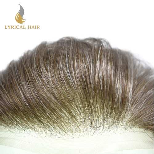 LYRICAL HAIR Mens Toupee Hair System For Men French Lace With PU Men's Hair Replacement System Hairpiece For Men Natural Hairline Bleached  Knots