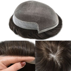 LYRICAL HAIR Mens Toupee Shop Mens Hairpiece Breathable Hair Replacement System Real Human Hair Mens Hair System Swiss Welded Lace Bleached Knots Natural Hairline