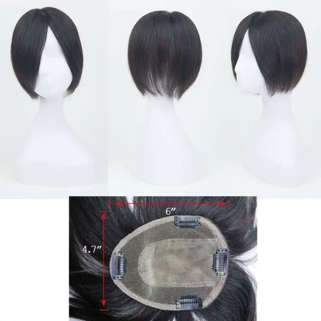 LyricalWigs Human Hair Mono Base Topper Clip In Top Hairpiece Breathable & Comfortable For Women. Women's Hair System A-4