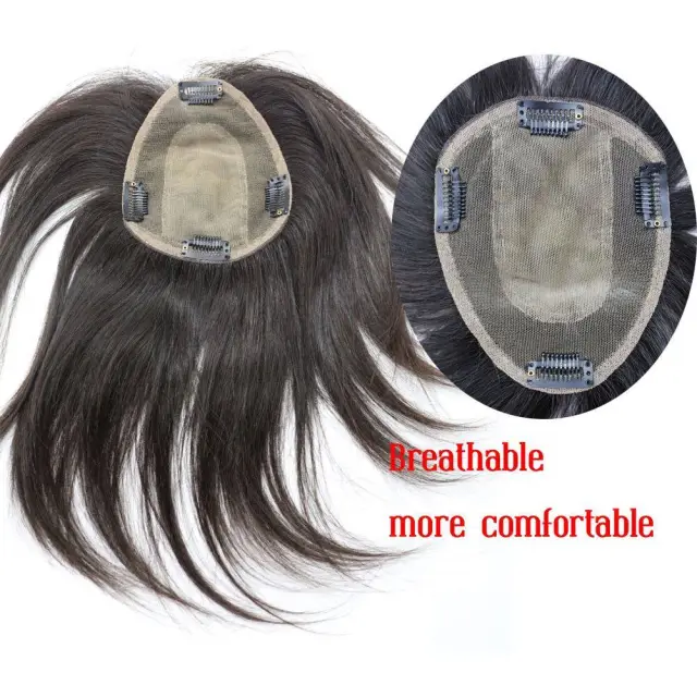 LyricalWigs Human Hair Mono Base Topper Clip In Top Hairpiece Breathable & Comfortable For Women. Women's Hair System A-4