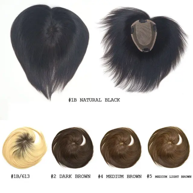 LyricalWigs Human Hair Mono Base Topper Clip In Top Hairpiece Breathable & Comfortable For Women. Women's Hair System A-4