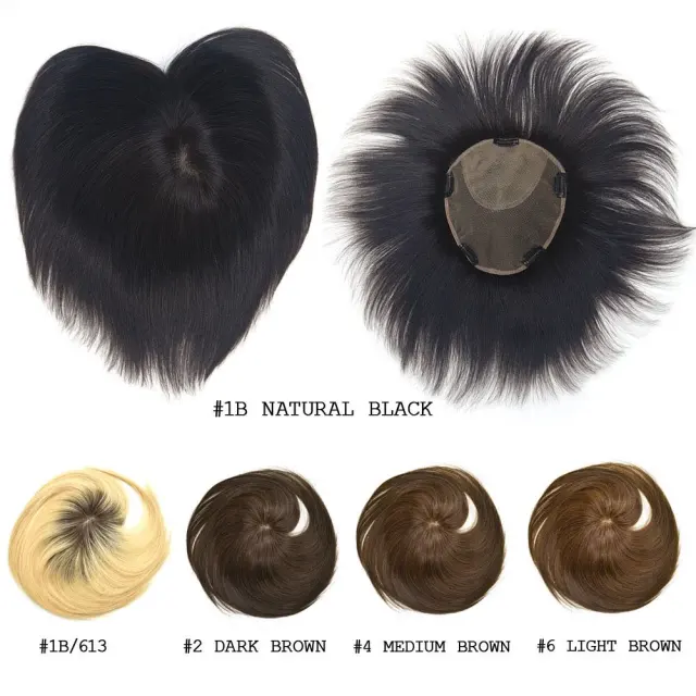 LyricalWigs Human Hair Clip In Hair Toppers Short Straight Hairpieces Add Hair Thickness For Women, Breathable & Comfortable Women's Hair System. A-6