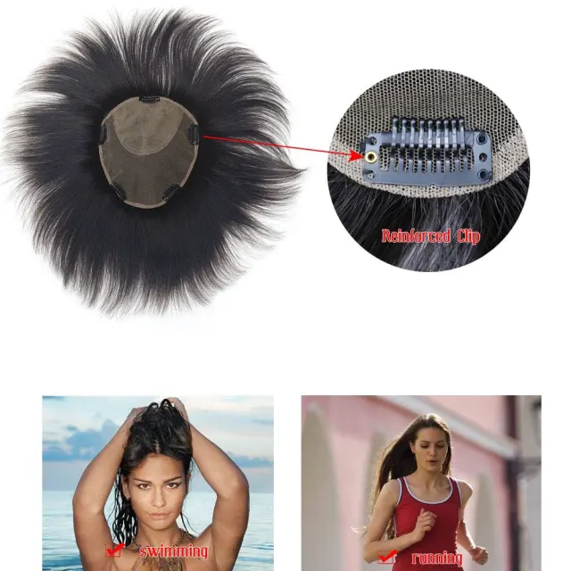 LyricalWigs Human Hair Clip In Hair Toppers Short Straight Hairpieces Add Hair Thickness For Women, Breathable & Comfortable Women's Hair System. A-6