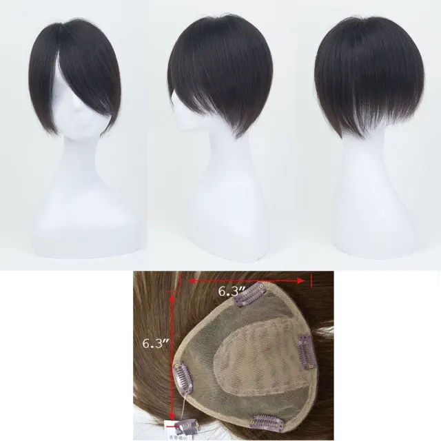 LyricalWigs Free Parting Human Hair Clip In Toppers For Women Mono Crown Topper Hairpieces For Thinning Hair. Women's Hair System A-5