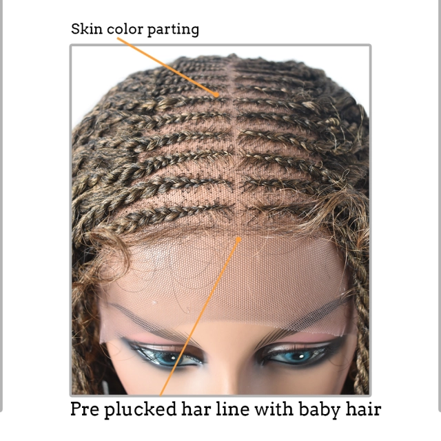 LyricalWigs 31" Long Braids Lace Front Wigs Hand Tied Heat Resistant Fiber Braided Hairstyle Box Braids Natural Looking 11"x5.5"For Black Women