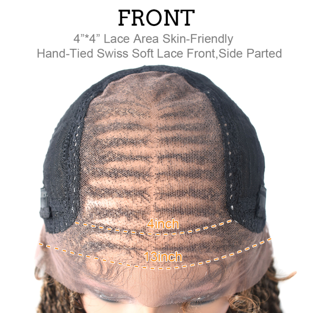 LyricalWigs 31" Long Braids Lace Front Wigs Hand Tied Heat Resistant Fiber Braided Hairstyle Box Braids Natural Looking 11"x5.5"For Black Women