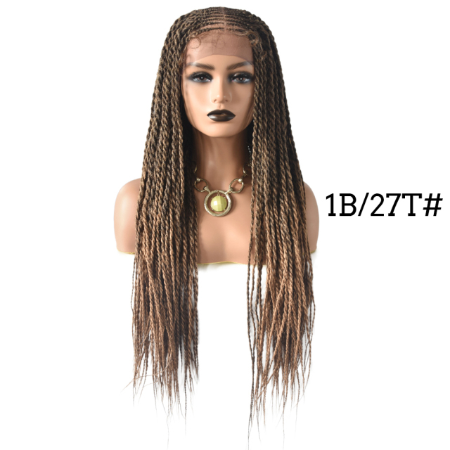LyricalWigs 31" Long Braids Lace Front Wigs Hand Tied Heat Resistant Fiber Braided Hairstyle Box Braids Natural Looking 11"x5.5"For Black Women