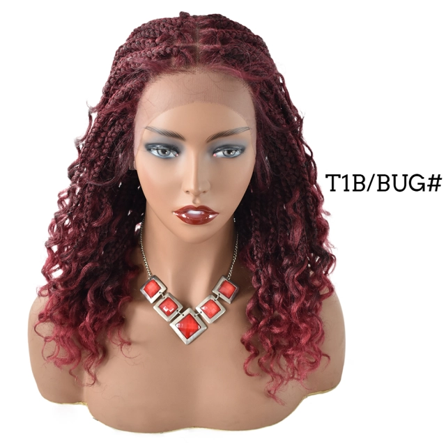 LyricalWigs Short Curly Knotless  Braids Wigs for Black Women Goddess Curly Braids Faux Locs Crochet Twisted Braided Wig Synthetic Hair Twist Braid Wig With Baby Hair