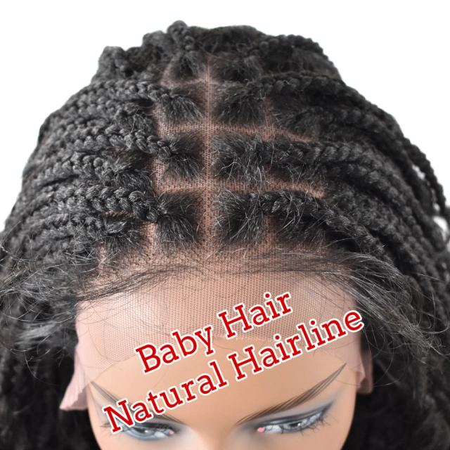 LyricalWigs Braids Wigs for Black Women Goddess Curly Braids Faux Locs Crochet Twisted Braided Wig Synthetic Hair Twist Braid Wig With Baby Hair