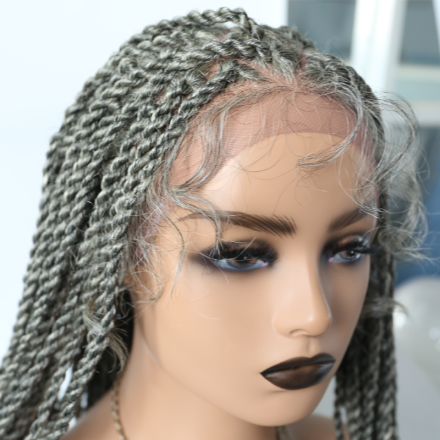 LyricalWigs Long Black Braided Lace Box Braids Wig Synthetic Twist Cornrow With Baby Hair for Women Heat Friendly Braids Comfortable & Breathable Braids