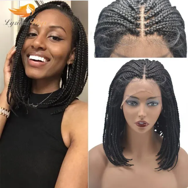 LyricalWigs Hand Braided Wig For Black Women Swiss Lace Front Mirco Twist Cornrow Lace Braids Wig With Baby Hair Natural Hairline Premium Quality Kanekalon Synthetic Afro Box Braid Wig