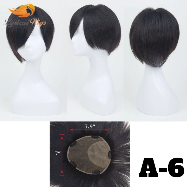 LyricalWigs Human Hair Clip In Hair Toppers Short Straight Hairpieces Add Hair Thickness For Women, Breathable & Comfortable Women's Hair System. A-6
