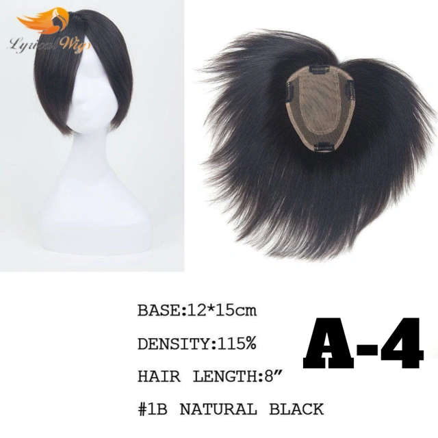 LyricalWigs Human Hair Mono Base Topper Clip In Top Hairpiece Breathable & Comfortable For Women. Women's Hair System A-4