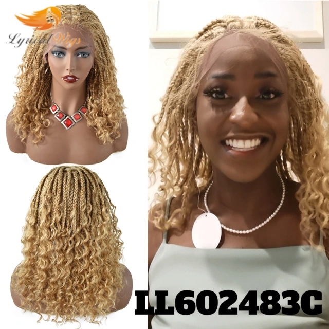 LyricalWigs Braids Wigs for Black Women Goddess Curly Braids Faux Locs Crochet Twisted Braided Wig Synthetic Hair Twist Braid Wig With Baby Hair