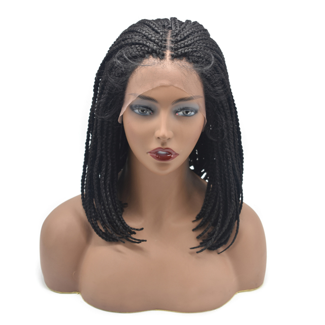 Bob Style Black Short Dreadlock Wig Afro Braided Twist Synthetic Wigs for Women Braided Box. Comfortable and Skin friendly Lace Suitable for any Occasion. 1B#