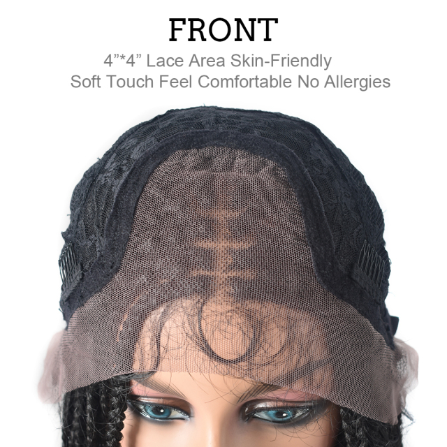 Bob Style Black Short Dreadlock Wig Afro Braided Twist Synthetic Wigs for Women Braided Box. Comfortable and Skin friendly Lace Suitable for any Occasion. 1B#