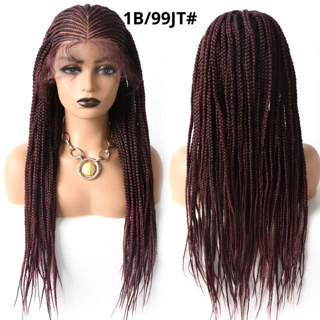 Lyrical Wigs Off-the-Face Styled Swiss Lace Front Braided Wigs Micro Cornrow Half Box Heat Friendly Kanekalon Synthetic African Hair Natural Look With Baby Hair Hand-mdae Braid For Black