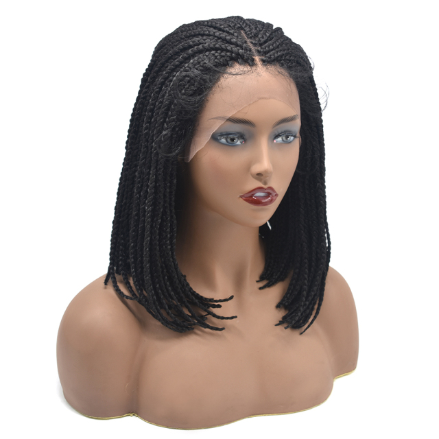 Bob Style Black Short Dreadlock Wig Afro Braided Twist Synthetic Wigs for Women Braided Box. Comfortable and Skin friendly Lace Suitable for any Occasion. 1B#