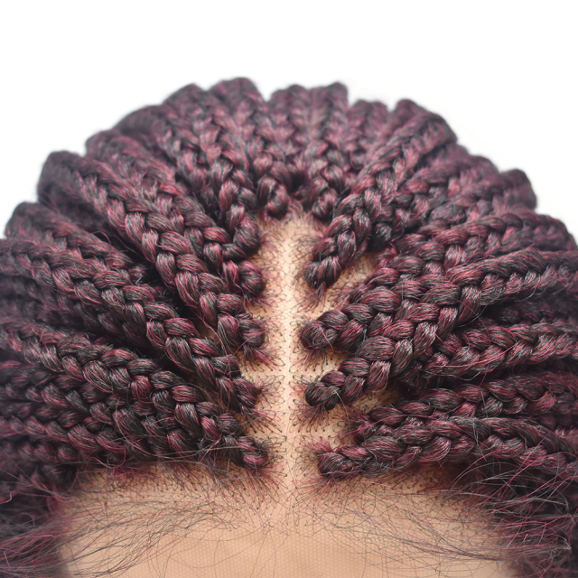 LyricalWigs Hand Braided Wig For Black Women Swiss Lace Front Mirco Twist Cornrow Lace Braids Wig With Baby Hair Natural Hairline Premium Quality Kanekalon Synthetic Afro Box Braid Wig