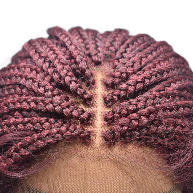LyricalWigs Hand Braided Wig For Black Women Swiss Lace Front Mirco Twist Cornrow Lace Braids Wig With Baby Hair Natural Hairline Premium Quality Kanekalon Synthetic Afro Box Braid Wig