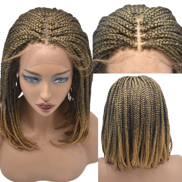 LyricalWigs Hand Braided Wig For Black Women Swiss Lace Front Mirco Twist Cornrow Lace Braids Wig With Baby Hair Natural Hairline Premium Quality Kanekalon Synthetic Afro Box Braid Wig