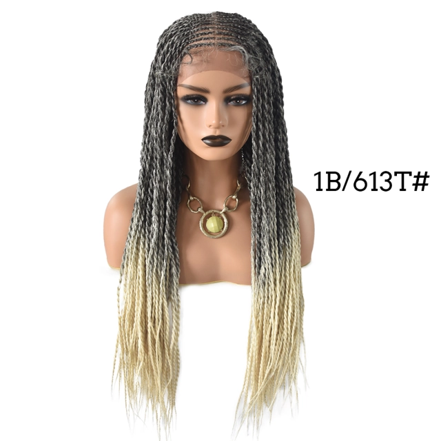 LyricalWigs 31" Long Braids Lace Front Wigs Hand Tied Heat Resistant Fiber Braided Hairstyle Box Braids Natural Looking 11"x5.5"For Black Women