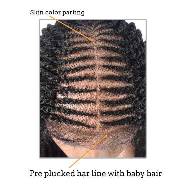 LyricalWigs 31" Long Braids Lace Front Wigs Hand Tied Heat Resistant Fiber Braided Hairstyle Box Braids Natural Looking 11"x5.5"For Black Women