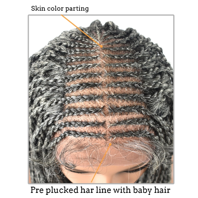 LyricalWigs 31" Long Braids Lace Front Wigs Hand Tied Heat Resistant Fiber Braided Hairstyle Box Braids Natural Looking 11"x5.5"For Black Women