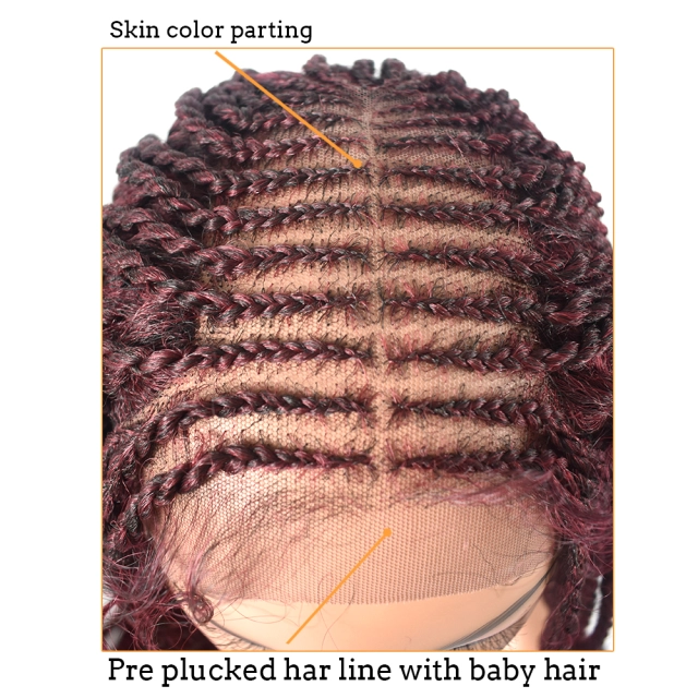 LyricalWigs 31" Long Braids Lace Front Wigs Hand Tied Heat Resistant Fiber Braided Hairstyle Box Braids Natural Looking 11"x5.5"For Black Women