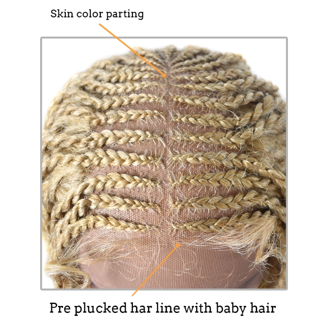LyricalWigs 31" Long Braids Lace Front Wigs Hand Tied Heat Resistant Fiber Braided Hairstyle Box Braids Natural Looking 11"x5.5"For Black Women