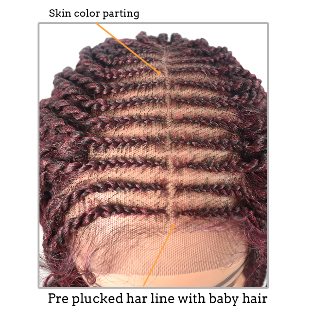 LyricalWigs 31" Long Braids Lace Front Wigs Hand Tied Heat Resistant Fiber Braided Hairstyle Box Braids Natural Looking 11"x5.5"For Black Women