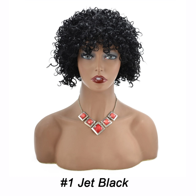LyricalWigs Human Hair Afro Kinky Curly Full Cap Wig For Black Women Fashionable Off Black 9 Inches Soft Breathable Comfortable Hairpiece
