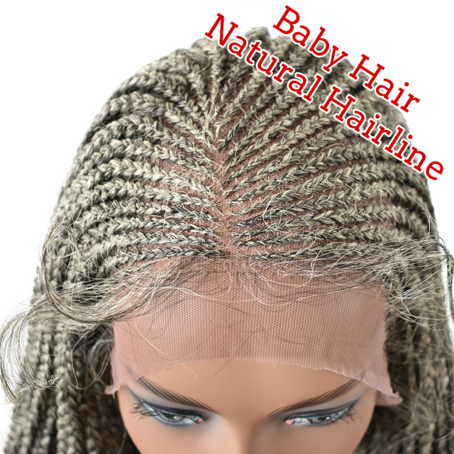 Micro Cornrow Braided Swiss Lace Front 30 Inches Hand-Braided Afro-American Wig Curly Ends Lightweight High-quality Low Temperature Japanese Kanekalon Synthetic Wigs